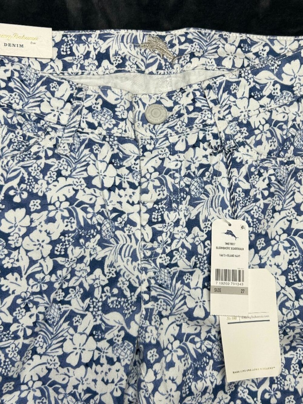 Tommy Bahama Denim Bloom Basic Boardwalk Capri Pants 27 Blue White Floral